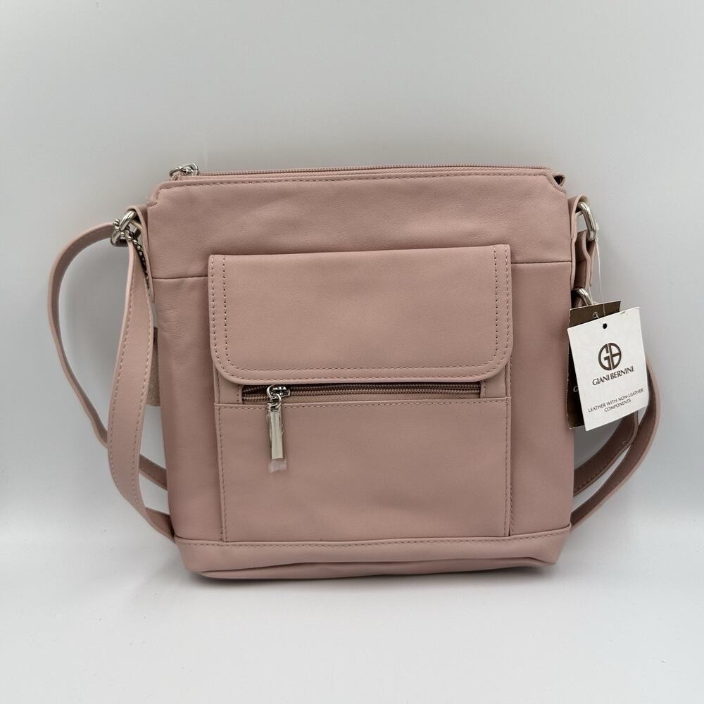 Giani Bernini Nappa Leather North South Crossbody Bag Rose Pink NWT